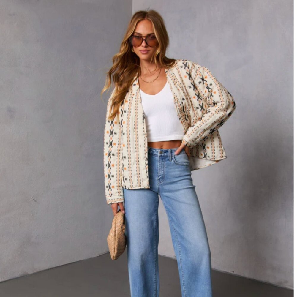 VICI Sadena Printed Abstract Quilted Jacket